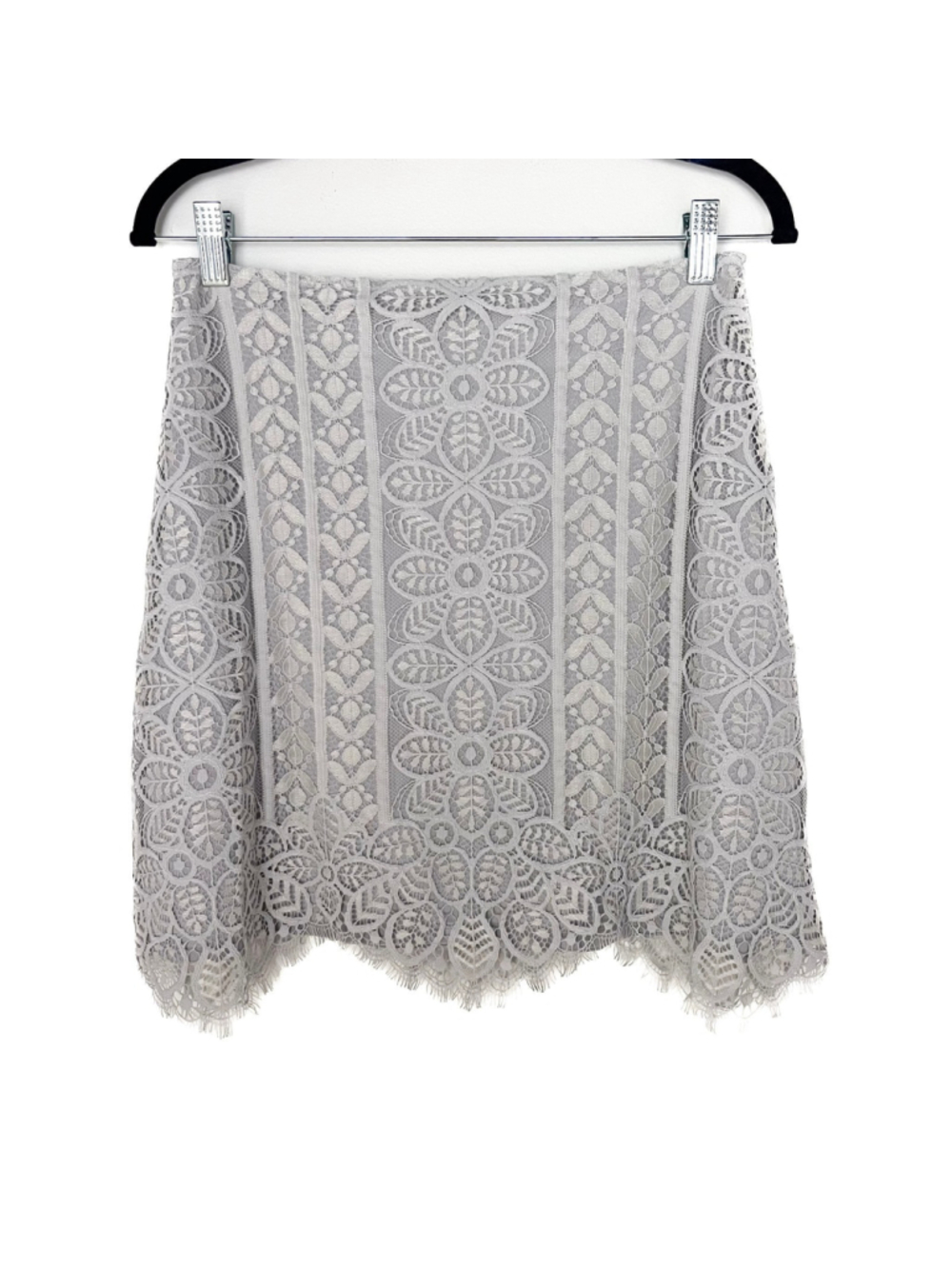 For Love & Lemons Lyla Gray Lace Skirt Sz L Scallop Hem Boho Festival Coquette - Picture 3 of 11